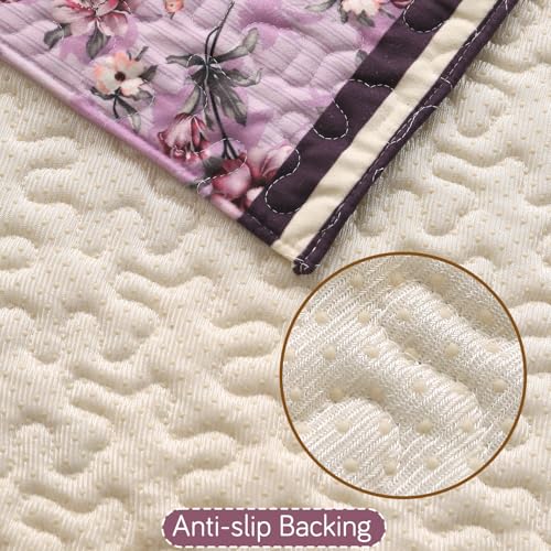 HOKIPO 'Florentina Series' Foam Filled Premium Holland Velvet Antiskid Sofa Cover Mat for 1/2/3 Seater & L-Shape Sofa. Make Your Own Set, Mat 70(D) x 170(L) cm, Peony Lavender (IN-881-V6) - Image 5
