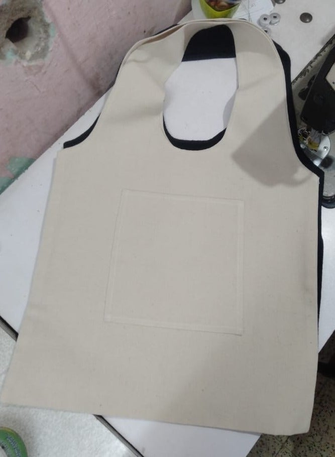 Tote Bag off White Canvas Cotton oval hand /40*35cm  - Image 3