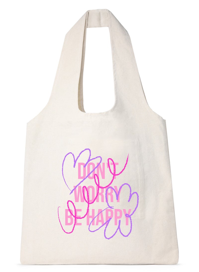 Tote Bag off White Canvas Cotton oval hand /40*35cm  - Image 1