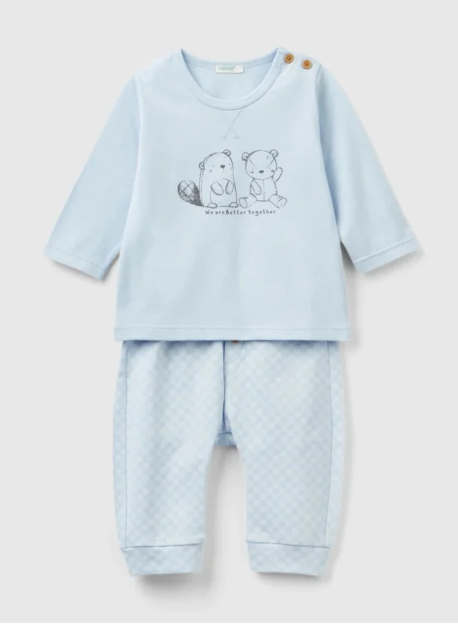 UNITED COLORS OF BENETTON Warm T-shirt And Trousers Outfit - 0-1 Month
