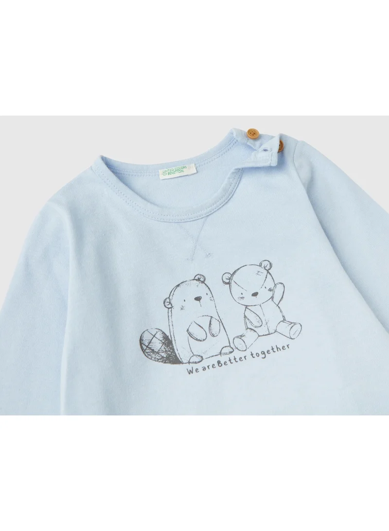 UNITED COLORS OF BENETTON Warm T-shirt And Trousers Outfit - 0-1 Month