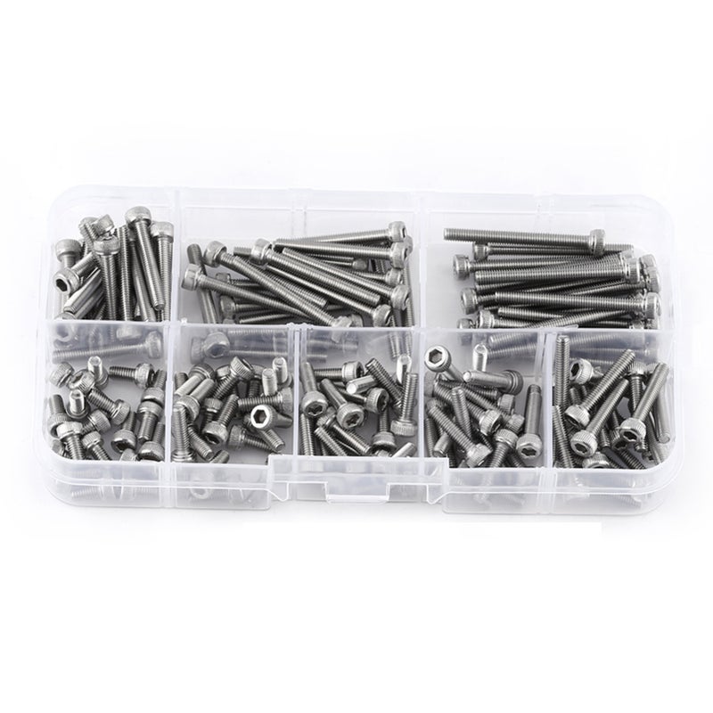 160pcs M3 SS304 Stainless Steel Metric Thread Hex Socket Cap Head Screws Bolts - Image 2