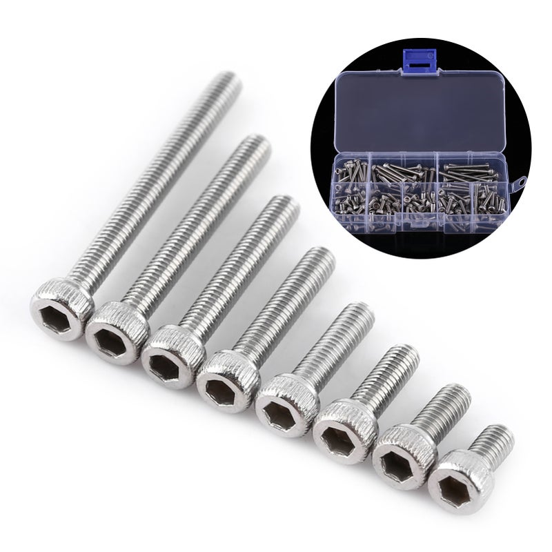 160pcs M3 SS304 Stainless Steel Metric Thread Hex Socket Cap Head Screws Bolts - Image 4