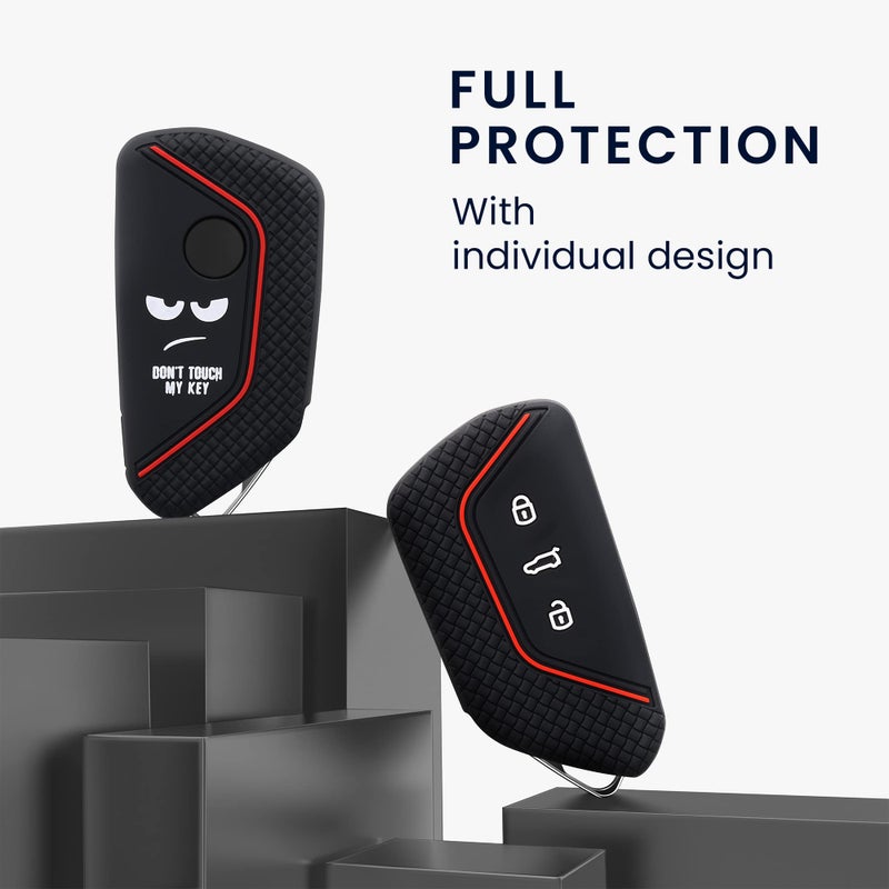 kwmobile Silicone Key Fob Cover Compatible with VW Golf 8 3 Button Car Key - Image 2