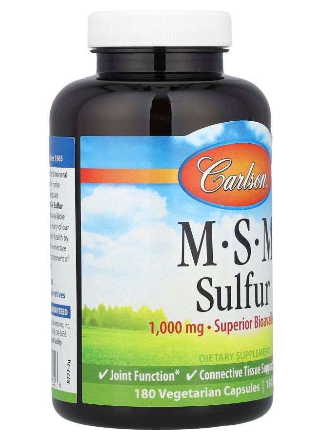 Carlson MSM Sulfur 180 Vegetarian Capsules - Image 2