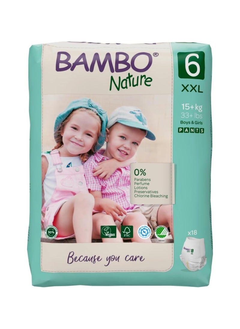 BAMBO NATURE Bambo Nature Premium Training Pants, Pull Ups, Eco-Labelled Potty Training Pants, Training Nappy Pants, Secure & Comfortable, Discreet Pants For Active Day & Comfy Night's Sleep - Size 6 / XXL, 18 Diapers 