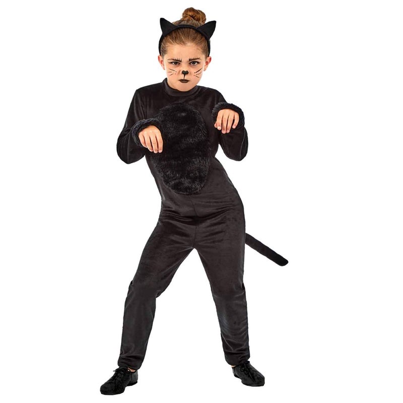 fun shack Black Cat Costume For Girls Kids Black Kitty Cat Halloween Outfit Cute Kitten Girl Dress Up Costume XLarge