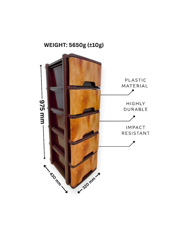 SNH Storage Drawer Cabinet 5-Layered | Multipurpose Standing Organizer with Modern Design | Space-Saving Drawer Unit for Clothes, Toys, Kitchen, Bathroom, and Office Essentials - Image 1