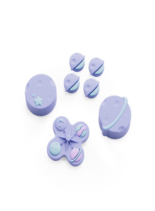 GeekShare Cross D-Pad Button Caps Thumb Grip Caps Set Compatible with Switch 2, ABXY Key Buttons Sticker Cover Caps for Switch 2 - Purple Planet - Image 1