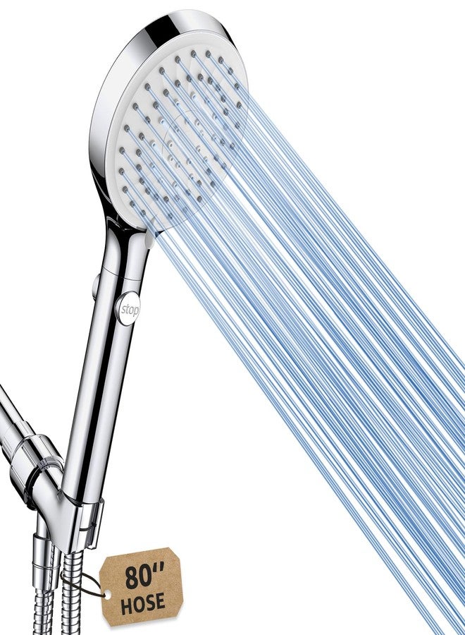 FASDUNT Shower Head with Handheld, High Pressure Handheld Shower Head with 80" Extra Long Stainless Steel Hose & Adjustable Bracket, Showerhead with ON/OFF Switch for Pets Bath - Image 1