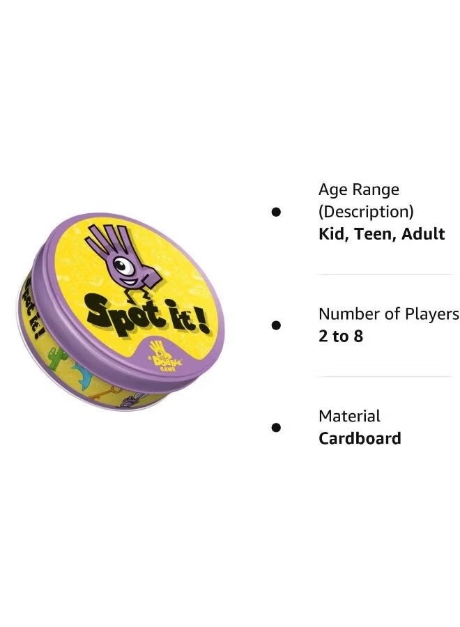 سبوت إت Spot It، لعبة بطاقات صغيرة كلاسيكية، لعبة مطابقة، لعبة ممتعة للأطفال ليلاً للعب العائلي، لعبة سفر للأطفال، هدية رائعة للأطفال، عمر 6 سنوات فما فوق، 2 إلى 8 لاعبين متوسط ​​وقت اللعب 15 دقيقة - Image 3