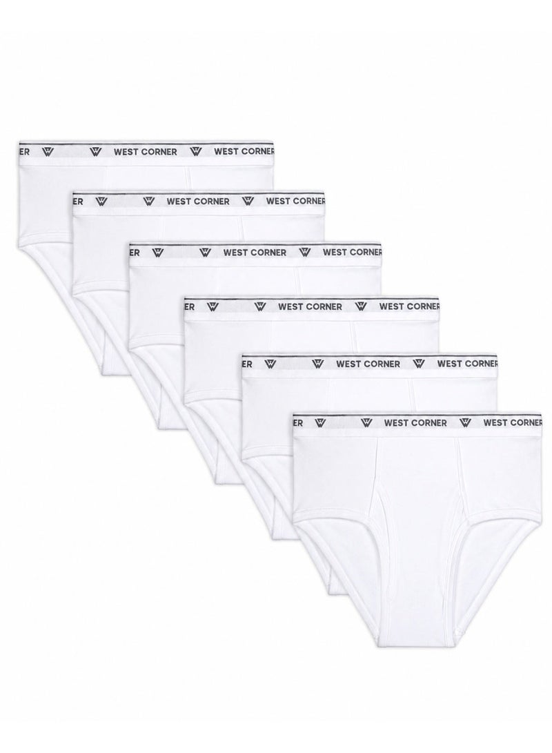 West Corner Men's Brief, 100% Cotton, CottonFlex, Pack of 6 - Image 1