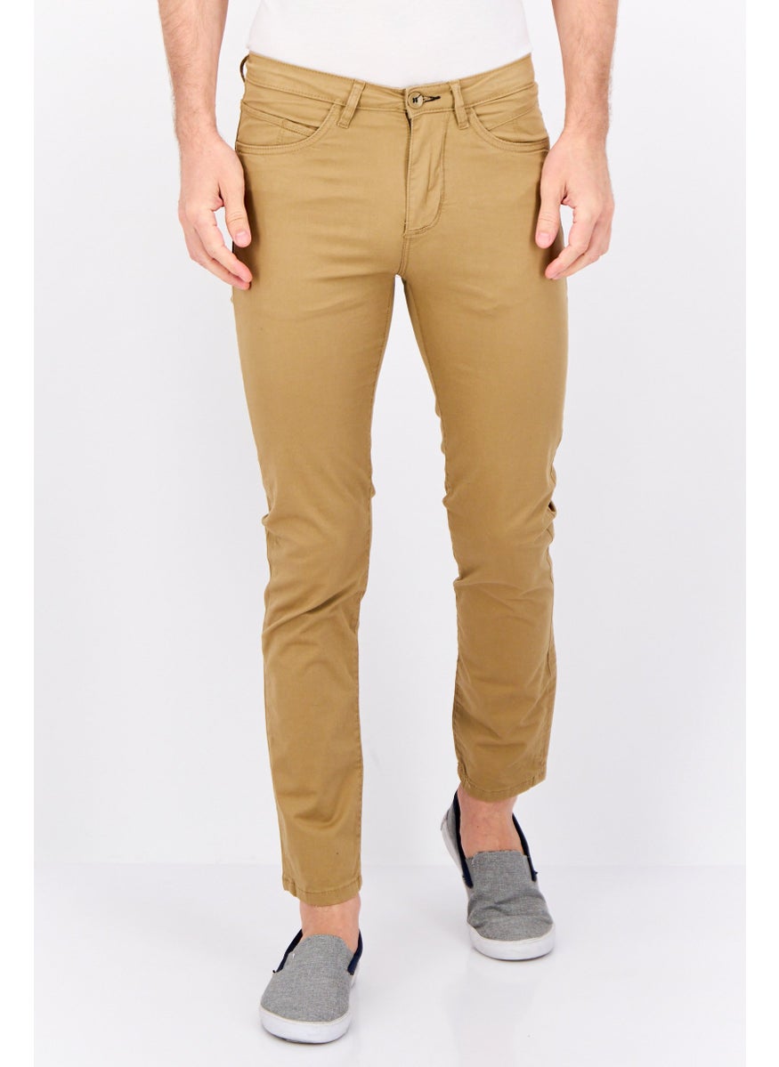Sorbino - Men Regular Fit Solid Chino Pants, Tan - Image 1
