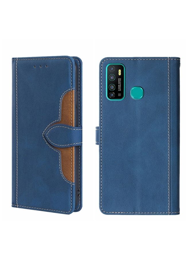 HuHa Case Cover For For Infinix Hot 9 / Note 7 Lite X655C Skin Feel Straw Hat Magnetic Buckle Leather Phone Case(Blue) 
