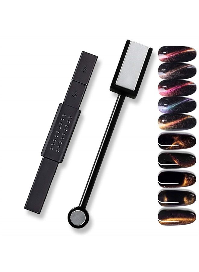 SILPECWEE 2 Pcs Double-Head Magnetic Wand 3d Cats Eyes DIY UV Gel Nail Polish Manicure Magnetic Pen Tools - Image 1