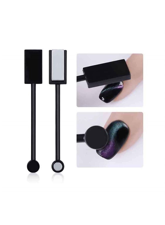 SILPECWEE 2 Pcs Double-Head Magnetic Wand 3d Cats Eyes DIY UV Gel Nail Polish Manicure Magnetic Pen Tools - Image 2