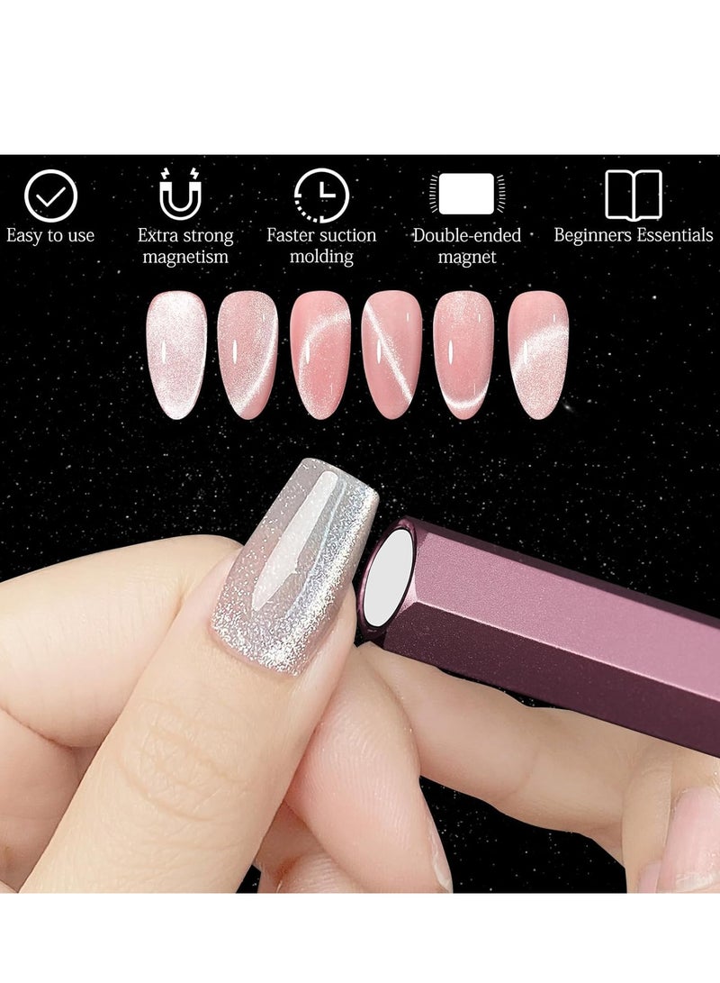 KASTWAVE Cat Eye Magnet Tool, Professional Double-Ended Hexagon Strong Nail Magnet for Cat Eye Gel Nail Polish, suitable for personal DIY, nail studio or nail salon(Pink) - Image 2