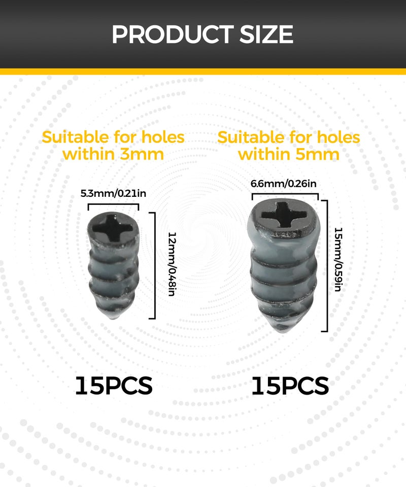 UBOG 30PCS Tire Plug Kit,Car Accessories Tire Plugs,Tire Repair,Tire Repair Screws,Tire Nail Repair Kit,Tire Repair Rubber Nail,Tire Screw Plug Repair Kit,Suitable for Car Motorcycle Truck - Image 2