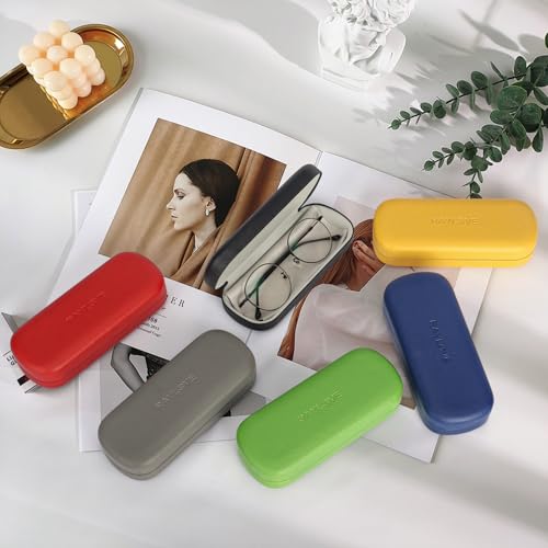 RayLove Glasses Case Large Hard Shell Eyeglass Case with Cleaning Cloth, PU Leather Protective Eye Glass Cases Fits Most Sunglasses Glasses (Black) - Image 3