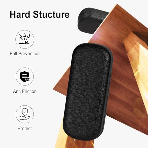 RayLove Glasses Case Large Hard Shell Eyeglass Case with Cleaning Cloth, PU Leather Protective Eye Glass Cases Fits Most Sunglasses Glasses (Black) - Image 2