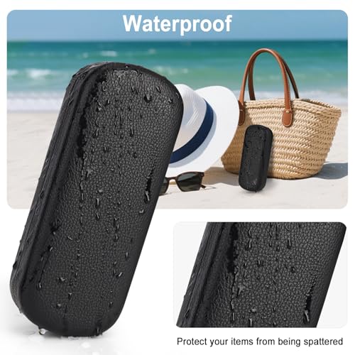 RayLove Glasses Case Large Hard Shell Eyeglass Case with Cleaning Cloth, PU Leather Protective Eye Glass Cases Fits Most Sunglasses Glasses (Black) - Image 5