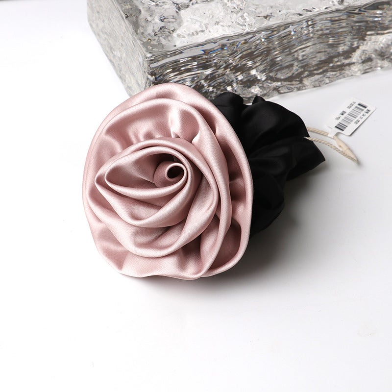 Generic [Rose] Headwear Zhao Rusi Same Cloth Loop Satin Flower Plate Hair Loop Advanced Sense Head Flower Wholesale Jewelry Factory Foggy pink