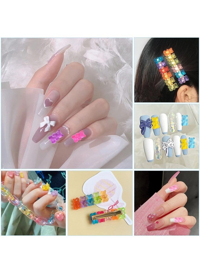 SANNIX 120 Pcs Nail Charms Kawaii Nail Charms For Nail Art Decoration Gummy Bear Charms Resin Charms For Nail Decoration (8 Colors) - Image 2