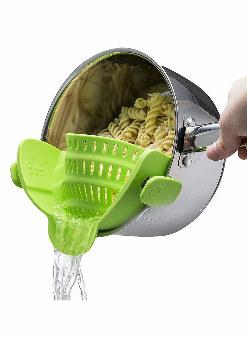 Snap N Strain Strainer, Clip On Silicone Colander, Fits all Pots and Bowls - Lime Green - Image 1