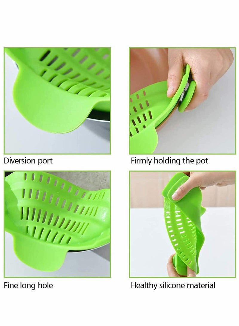 Snap N Strain Strainer, Clip On Silicone Colander, Fits all Pots and Bowls - Lime Green - Image 3