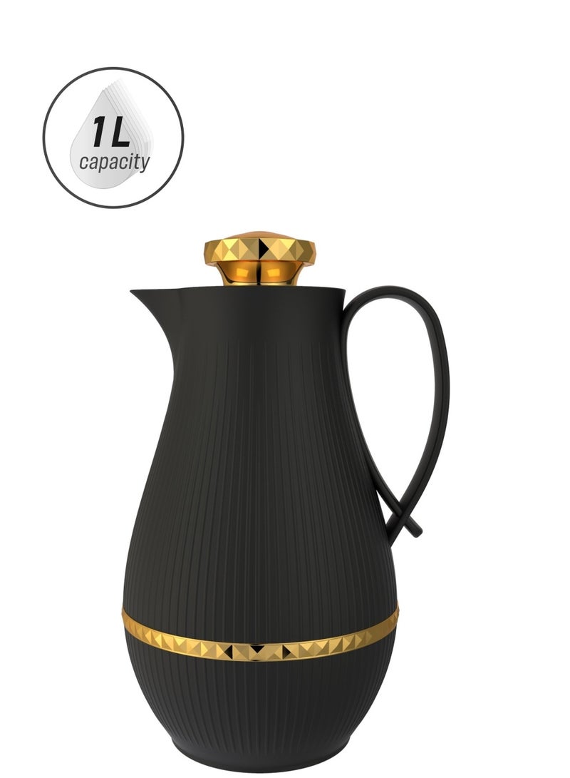 بيرفكت كيتشن ترمس قهوة عربي سعة 1 لتر يحفظ الحرارة حتى 12 ساعه  لون أسود - Image 1