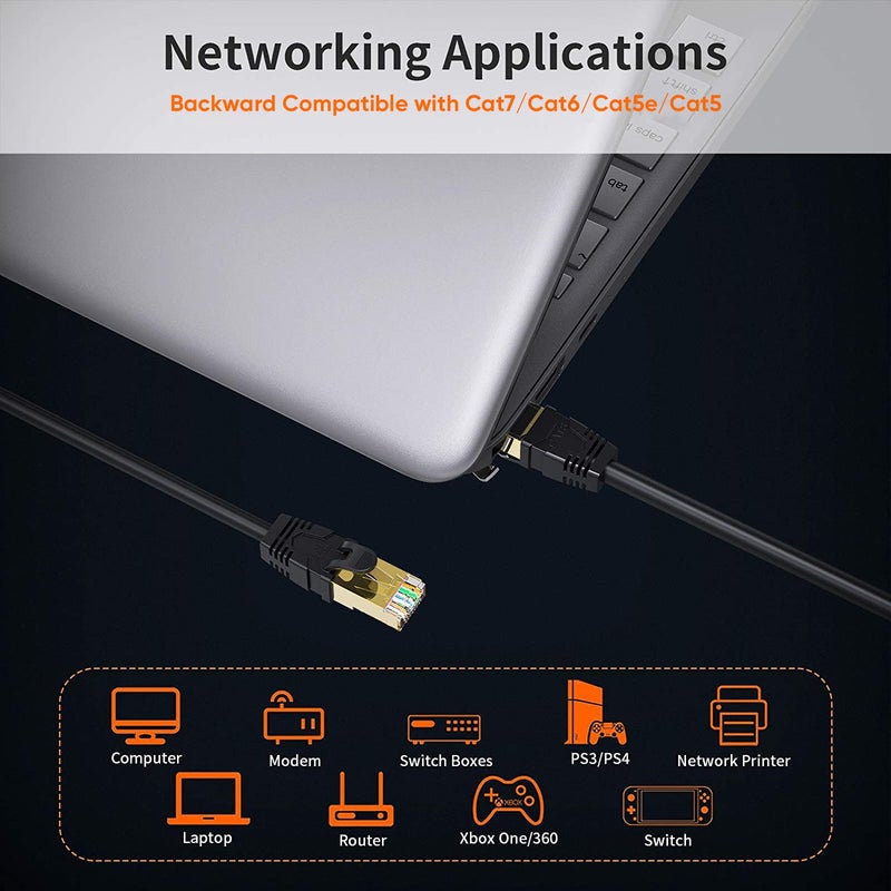 CableCreation Cat 8 Ethernet Cable, Network RJ45 LAN Cable Heavy Duty High Speed 40Gbps 2000Mhz Patch Cord Weatherproof S/FTP UV Resistant for Computer,Router,Gaming,PS3/PS4,Modem,25ft,Balck - Image 3