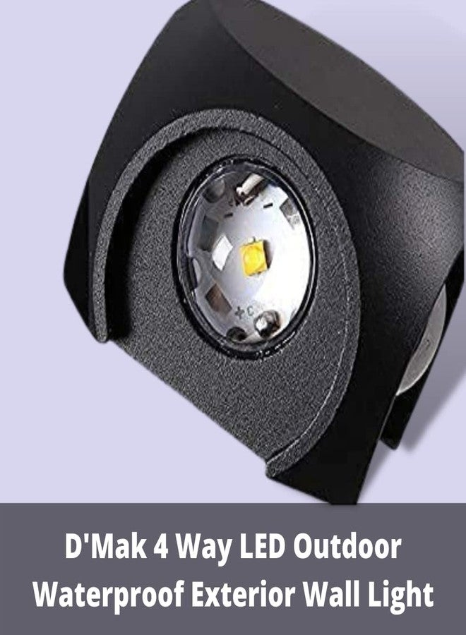 D'Mak Metal Led 4 Way Led Outdoor Waterproof Exterior Wall Light Fixture Lamp (Warm White) (Up-Down-Left-Right) (4Watts) (Pack of 4) - Image 4