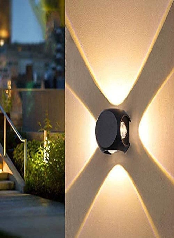 D'Mak Metal Led 4 Way Led Outdoor Waterproof Exterior Wall Light Fixture Lamp (Warm White) (Up-Down-Left-Right) (4Watts) (Pack of 4) - Image 1