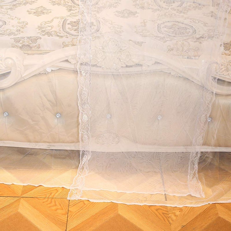 Four Post Bed Net White Polyester Full Size Breathable Mesh Three Side Openings Protection 120x200x200 - Image 3