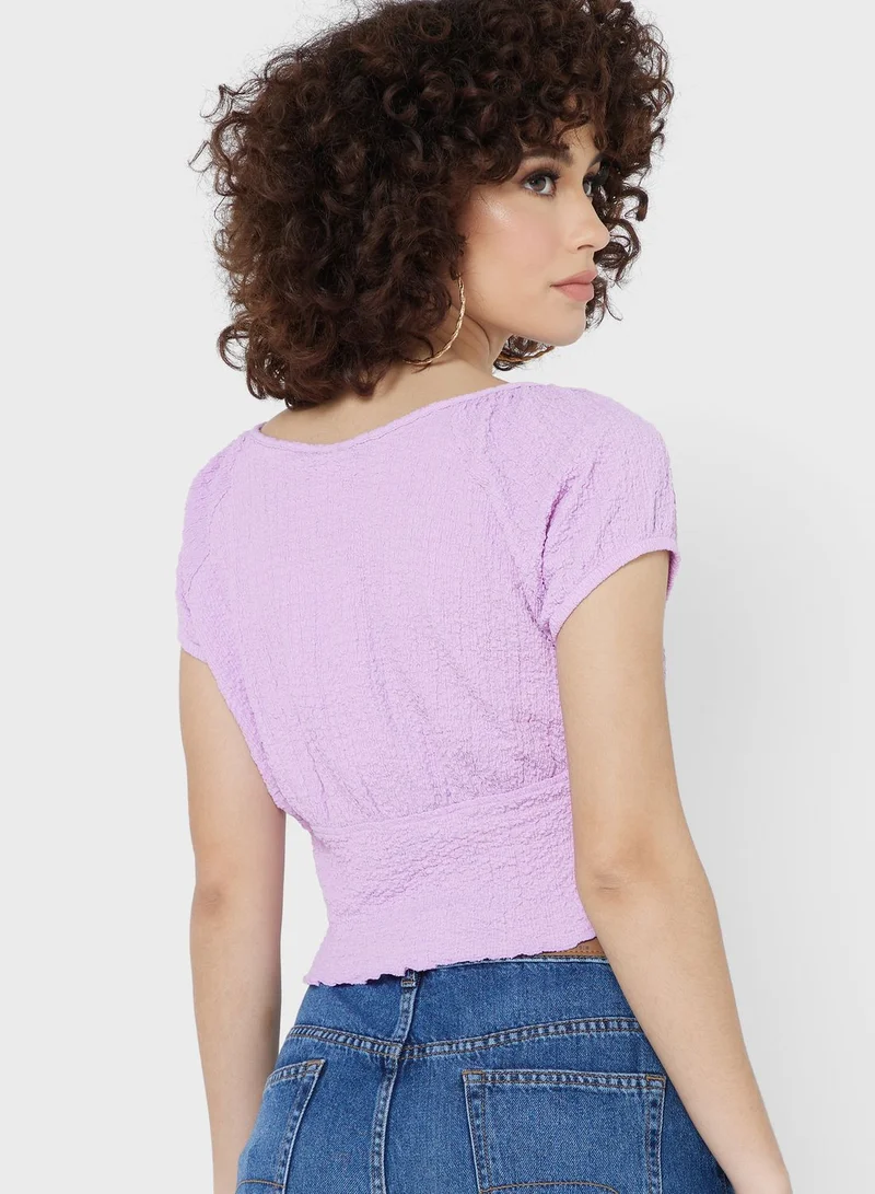 TOPSHOP Crinkle Keyhole Top