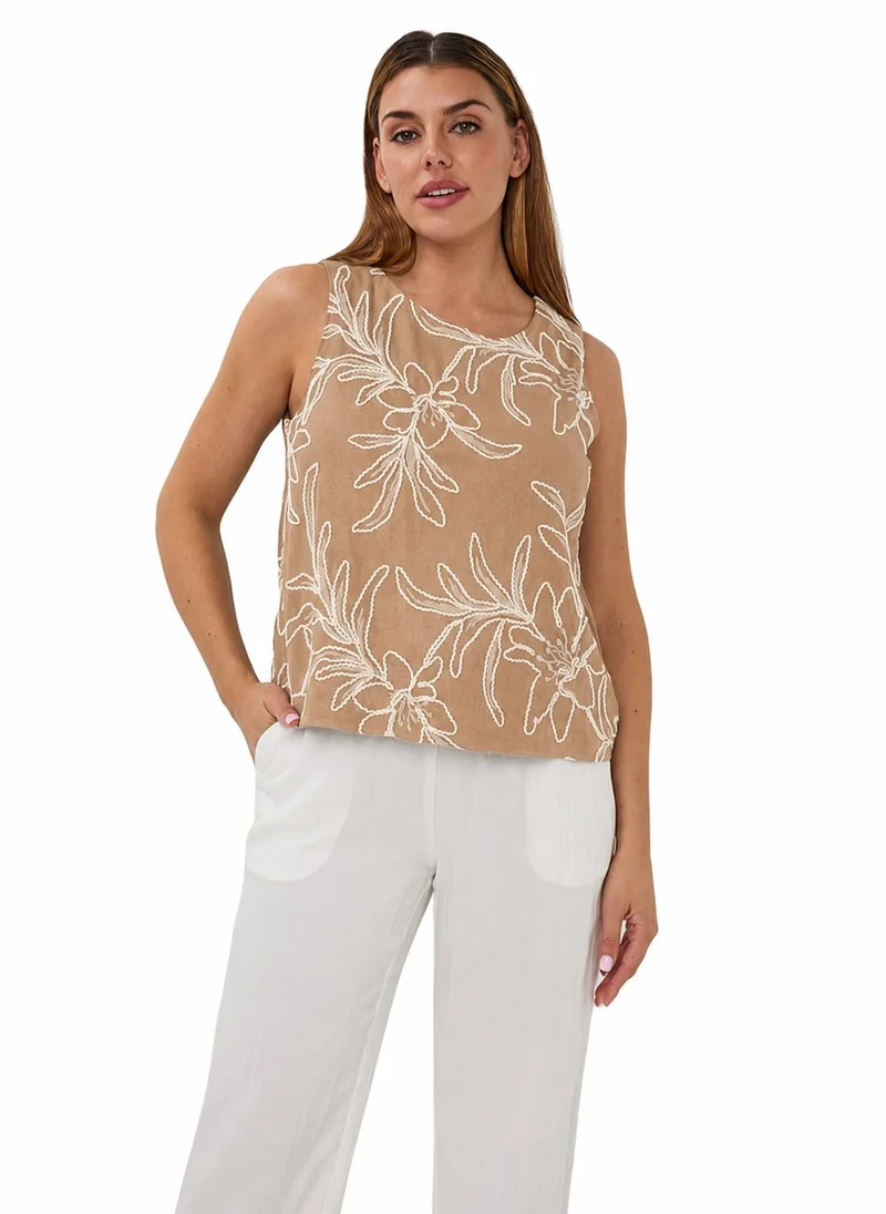 EsQualo Esqualo Top Flower Embroidery