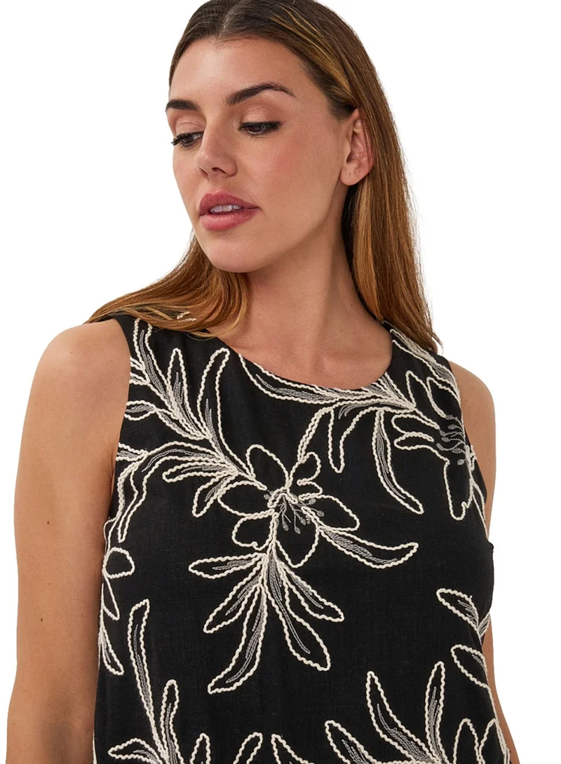 Esqualo Brown Esqualo Top Flower Embroidery for Women | Best Price UAE