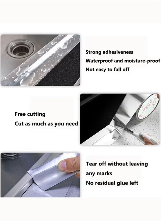 Generic - Aluminium Foil Tape Kitchen Heat Resistant Tape Waterproof And Mildew Sealing Tape Kitchen Stoves Bathroom Toilet And Floor Wall Edge Protector For Stoves Sinks Toilets Corners 48mm*5m (Sliver) - Image 1