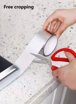 Aluminium Foil Tape Kitchen Heat Resistant Tape Waterproof And Mildew Sealing Tape Kitchen Stoves Bathroom Toilet And Floor Wall Edge Protector For Stoves Sinks Toilets Corners Waterproof Sink Foil Adhesive Tape 48mm*5m (Sliver) - view 5
