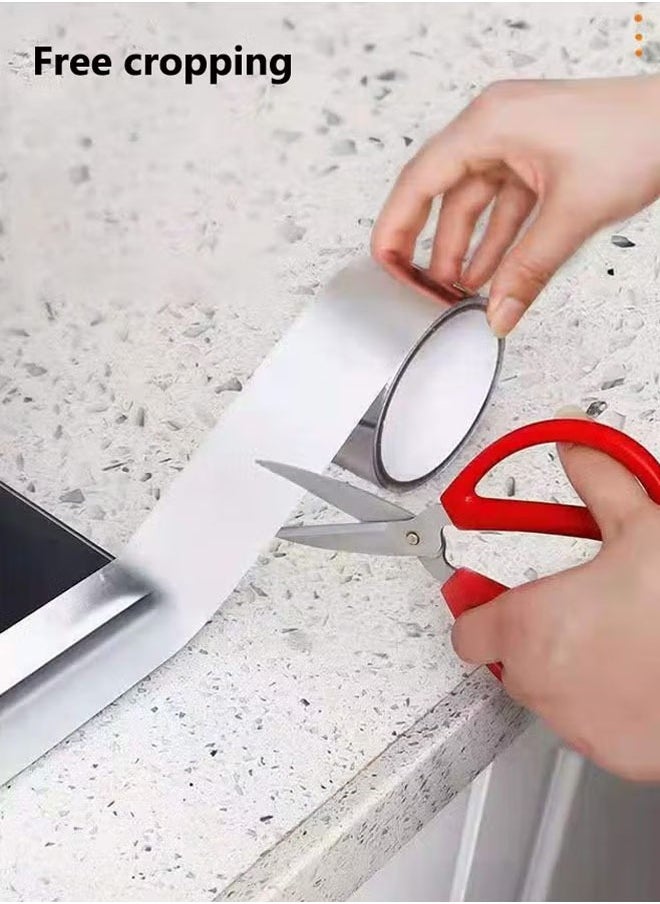 Generic - Aluminium Foil Tape Kitchen Heat Resistant Tape Waterproof And Mildew Sealing Tape Kitchen Stoves Bathroom Toilet And Floor Wall Edge Protector For Stoves Sinks Toilets Corners 48mm*5m (Sliver) - Image 1