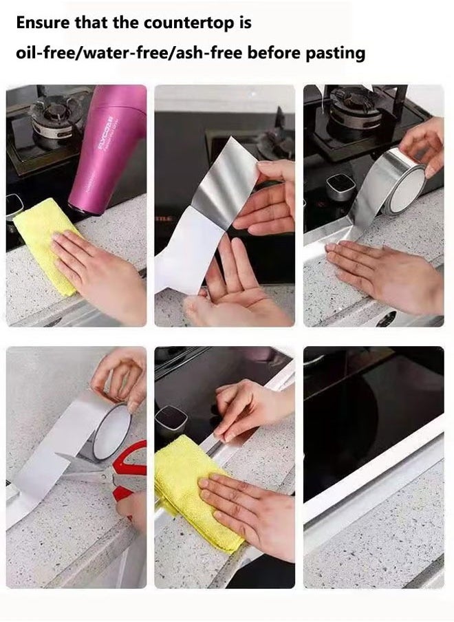 Generic - Aluminium Foil Tape Kitchen Heat Resistant Tape Waterproof And Mildew Sealing Tape Kitchen Stoves Bathroom Toilet And Floor Wall Edge Protector For Stoves Sinks Toilets Corners 48mm*5m (Sliver) - Image 1