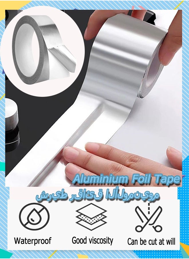 Generic - Aluminium Foil Tape Kitchen Heat Resistant Tape Waterproof And Mildew Sealing Tape Kitchen Stoves Bathroom Toilet And Floor Wall Edge Protector For Stoves Sinks Toilets Corners 48mm*5m (Sliver) - Image 1