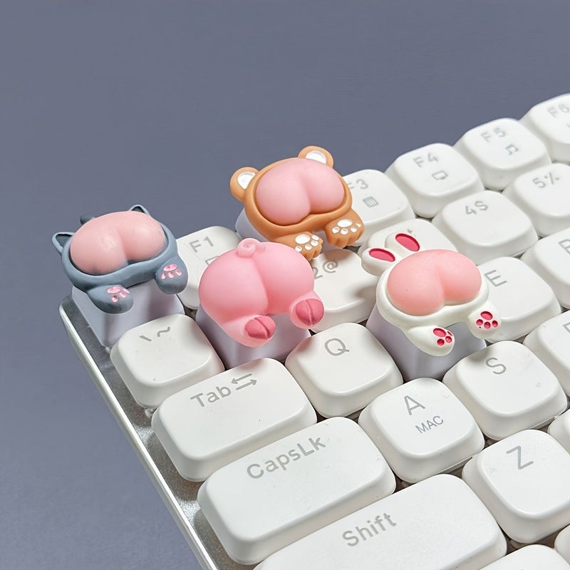 4pcs Set Cartoon Style Mechanical Keyboard Keycaps Exquisite Cute Replacement Parts Individually Packaged Perfect for Gaming Office - Image 1