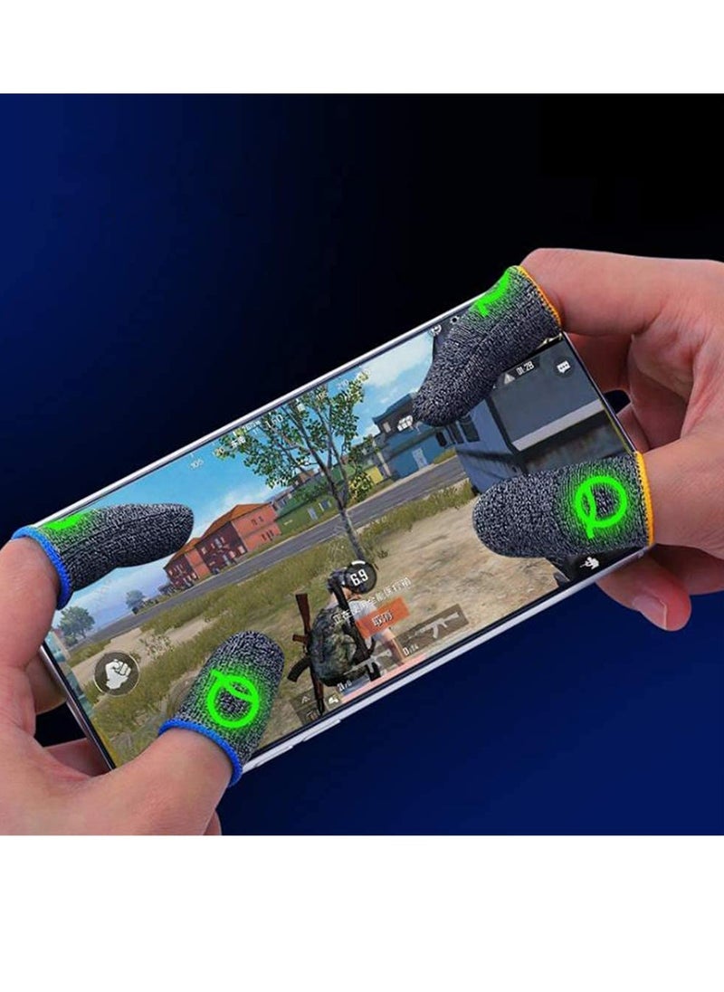 بيوينتي Gaming Finger Sleeves | Luminous Mobile Gaming Controller Finger Sleeve Sets, Mobile Game Gloves, Thumb Sleeves, For League of Legend, For PUBG, For Rules of Survival 6 Pcs, Silver - Image 2