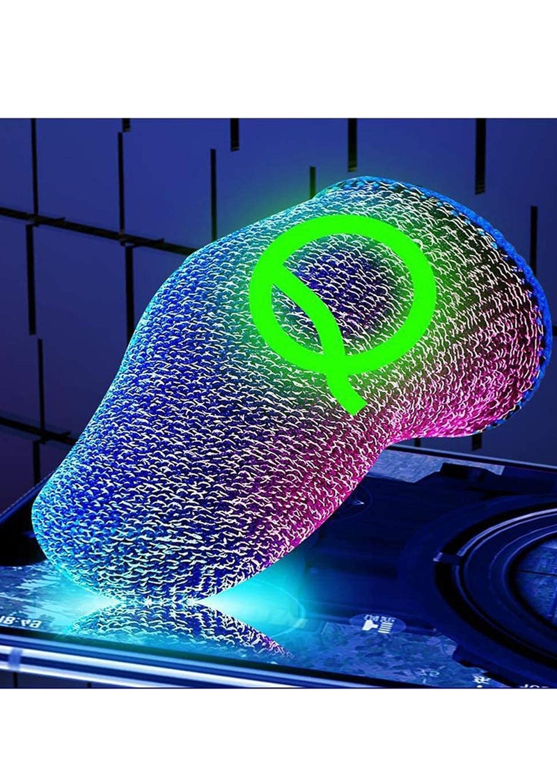 بيوينتي Gaming Finger Sleeves | Luminous Mobile Gaming Controller Finger Sleeve Sets, Mobile Game Gloves, Thumb Sleeves, For League of Legend, For PUBG, For Rules of Survival 6 Pcs, Silver - Image 3