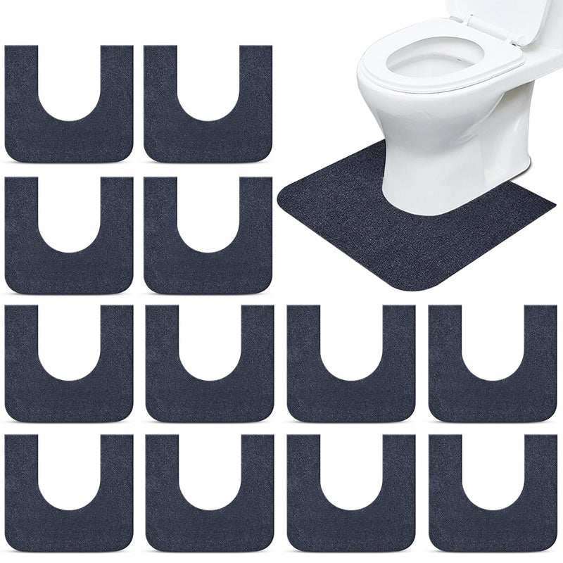 Drydiet 12 Pack Round Commode Potty Training Mats Rubber Toilet Training Rug Pads Absorbent Rugs U Shaped Urinal Floor Mats for Bathroom Restroom Toilet Gray - Image 1