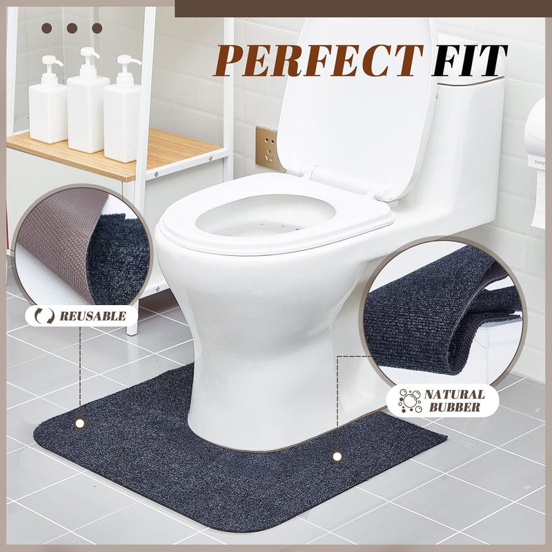 Drydiet 12 Pack Round Commode Potty Training Mats Rubber Toilet Training Rug Pads Absorbent Rugs U Shaped Urinal Floor Mats for Bathroom Restroom Toilet Gray - Image 3
