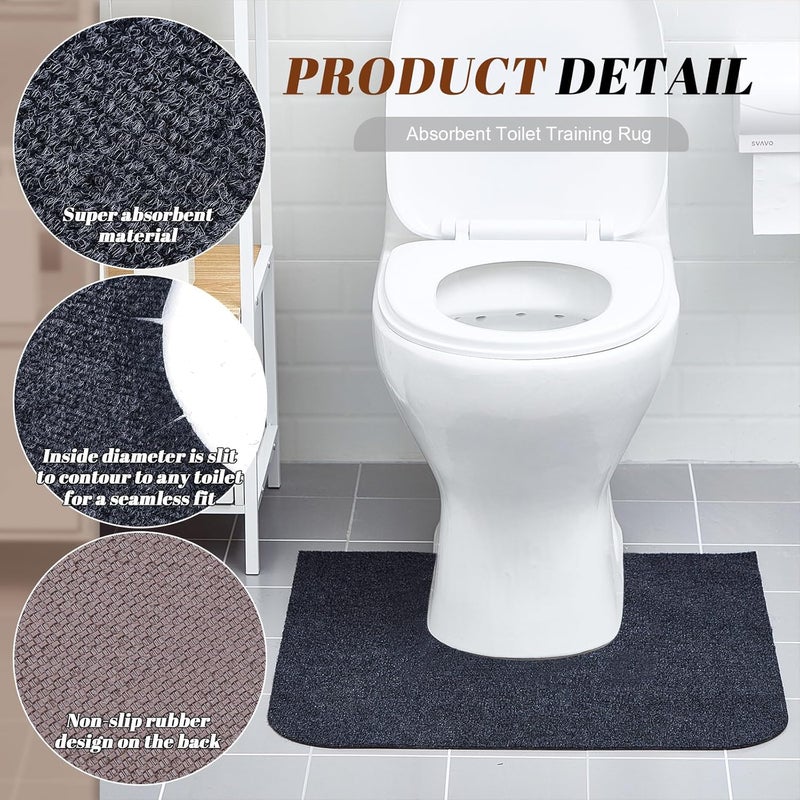 Drydiet 12 Pack Round Commode Potty Training Mats Rubber Toilet Training Rug Pads Absorbent Rugs U Shaped Urinal Floor Mats for Bathroom Restroom Toilet Gray - Image 4