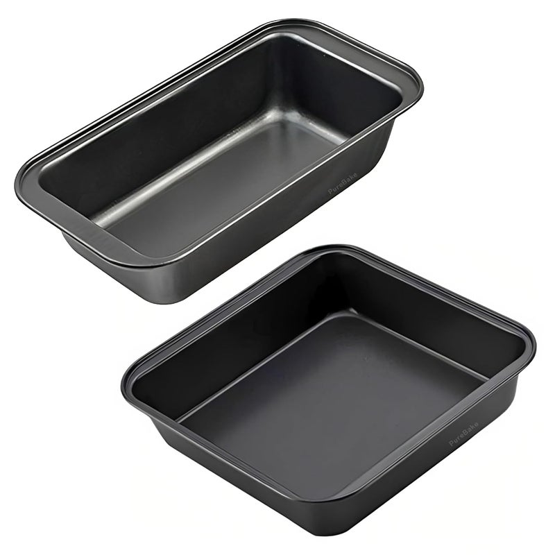 PureBake قالب خبز مستطيل معتمد من SGS من الفولاذ الكربوني، غير لاصق، بطبقة تيفلون، أسود - Image 1