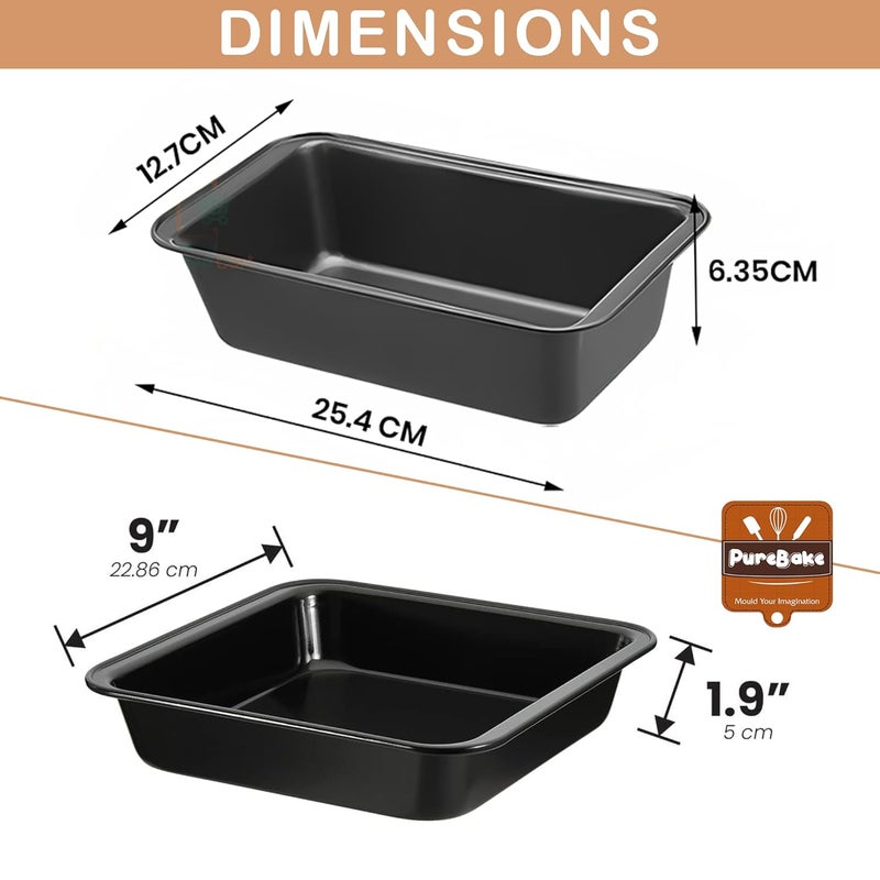PureBake قالب خبز مستطيل معتمد من SGS من الفولاذ الكربوني، غير لاصق، بطبقة تيفلون، أسود - Image 3